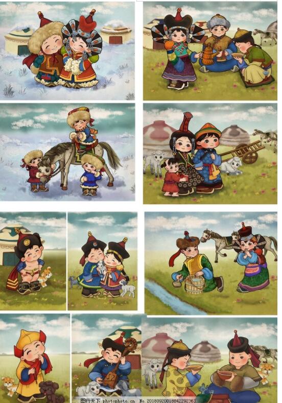 蒙古卡通插画合集图片