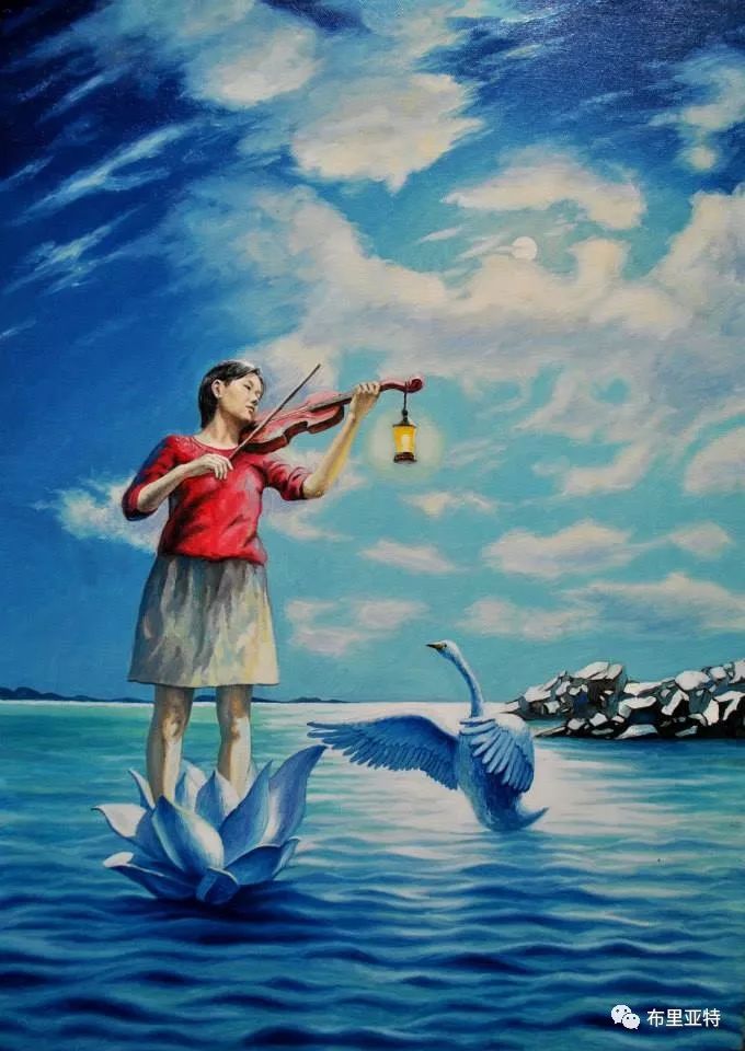 蒙古国90后自由画家甘·巴雅尔作品欣赏，浓浓的天鹅神话风 第6张