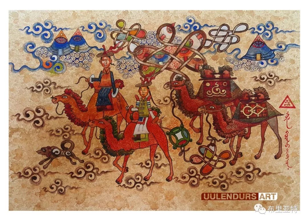欣赏艺术家桑嘉扎木苏游牧蒙古主题绘画作品